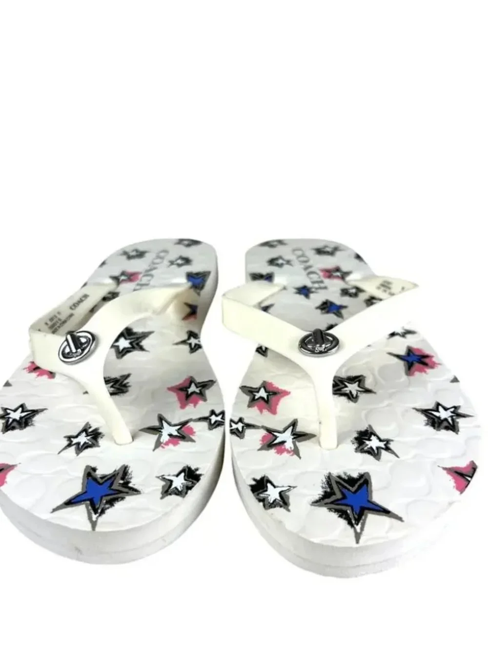 Coach White Multicolor Abbigail Stars Slip-On Flip-Flop Sandals 5/6 NWT